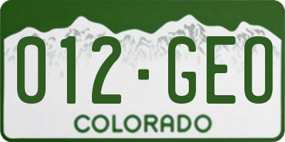 CO license plate 012GEO