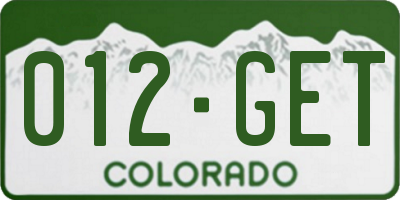 CO license plate 012GET