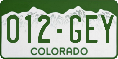CO license plate 012GEY