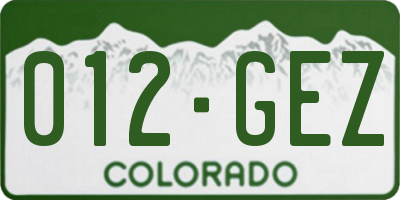 CO license plate 012GEZ