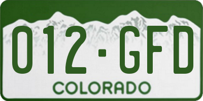 CO license plate 012GFD