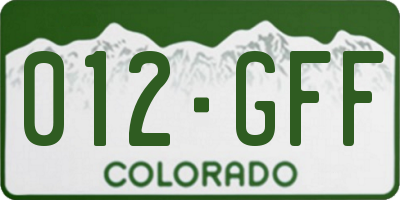 CO license plate 012GFF