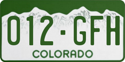 CO license plate 012GFH