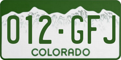 CO license plate 012GFJ
