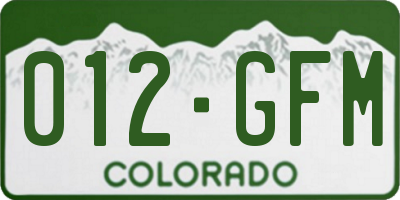 CO license plate 012GFM