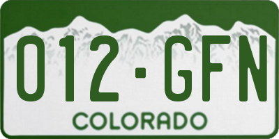 CO license plate 012GFN