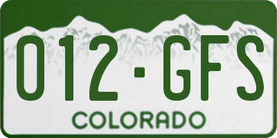 CO license plate 012GFS