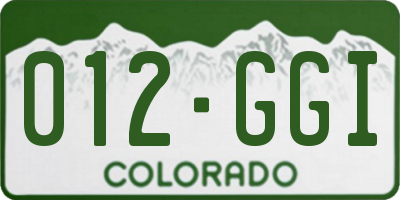 CO license plate 012GGI