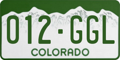 CO license plate 012GGL
