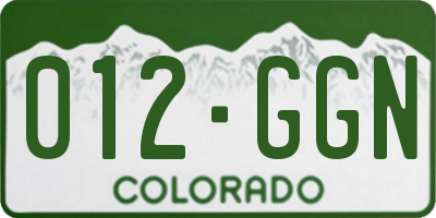 CO license plate 012GGN
