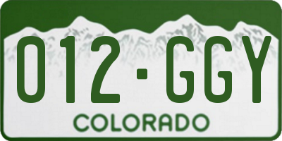 CO license plate 012GGY