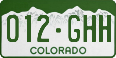 CO license plate 012GHH
