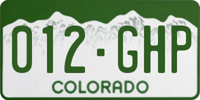 CO license plate 012GHP