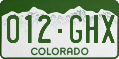 CO license plate 012GHX