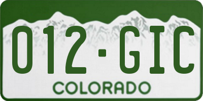 CO license plate 012GIC