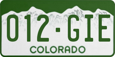 CO license plate 012GIE