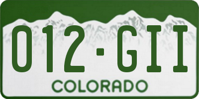 CO license plate 012GII