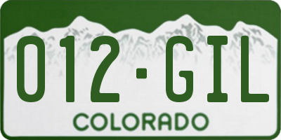 CO license plate 012GIL