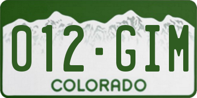 CO license plate 012GIM