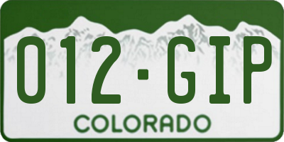 CO license plate 012GIP