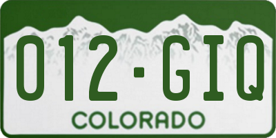 CO license plate 012GIQ