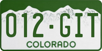 CO license plate 012GIT
