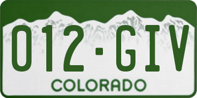 CO license plate 012GIV