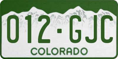 CO license plate 012GJC
