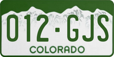 CO license plate 012GJS