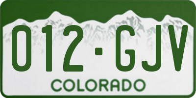 CO license plate 012GJV