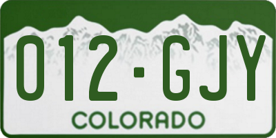 CO license plate 012GJY