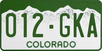 CO license plate 012GKA