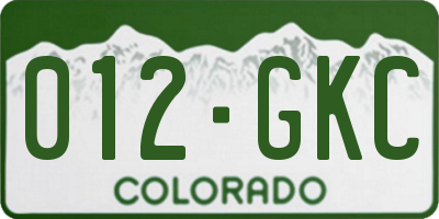 CO license plate 012GKC