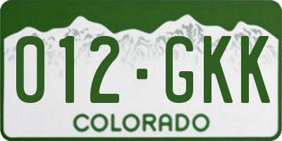 CO license plate 012GKK
