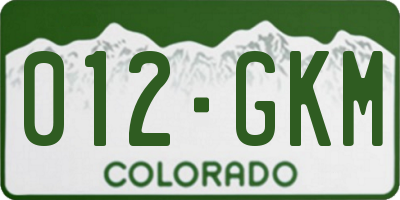 CO license plate 012GKM