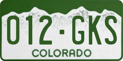 CO license plate 012GKS