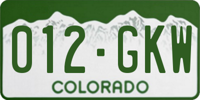 CO license plate 012GKW