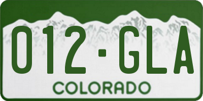 CO license plate 012GLA