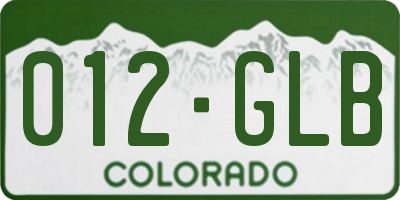 CO license plate 012GLB