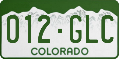 CO license plate 012GLC
