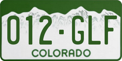 CO license plate 012GLF