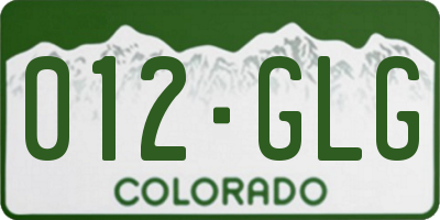 CO license plate 012GLG