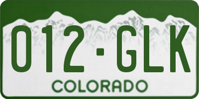 CO license plate 012GLK