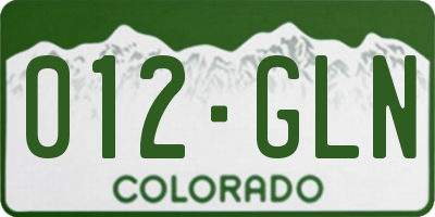 CO license plate 012GLN