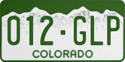 CO license plate 012GLP