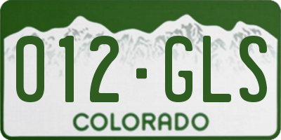 CO license plate 012GLS