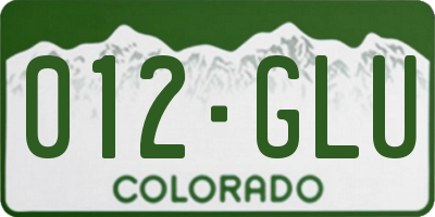CO license plate 012GLU