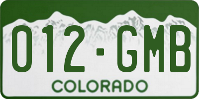 CO license plate 012GMB