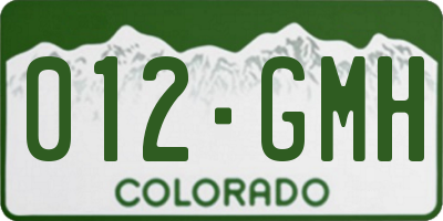 CO license plate 012GMH