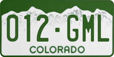 CO license plate 012GML